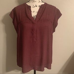 Maroon & White Polka Dot Blouse